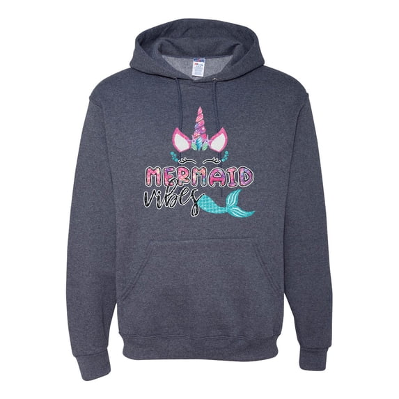 Wild Bobby, Cute Unicorn Mermaid Vibes Children Girl Birthday, Streetwear, Unisex Graphic Hoodie Sweatshirt, Vintage Heather Navy, 3XL
