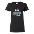 thumbnail image 1 of Wild Bobby, Cute Unicorn Mermaid Vibes Children Girl Birthday, Streetwear, Womens Graphic Tees, Black, Small, 1 of 3