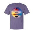 thumbnail image 1 of Wild Bobby, Cute Wild Dolphin Sunset Lake, Animal Lover, Garment-Dyed Washed Look Short Sleeve T-Shirt, Purple, Small, 1 of 3
