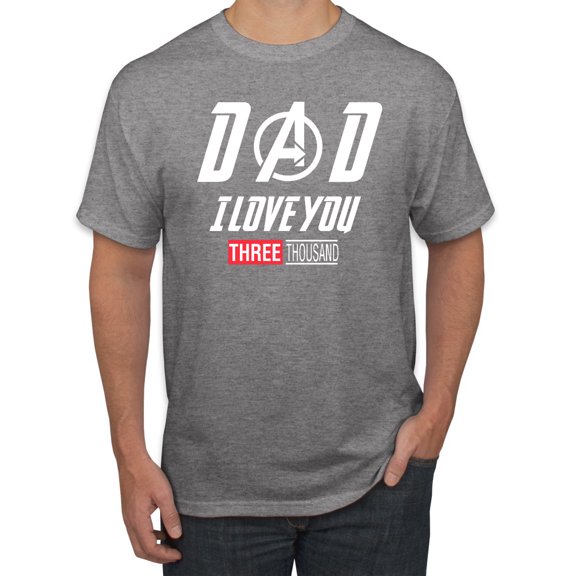Wild Bobby, Dad I Love You 3000 Endgame Superhero Gift Idea, Father's Day, Men Graphic Tee, Heather Grey, Small