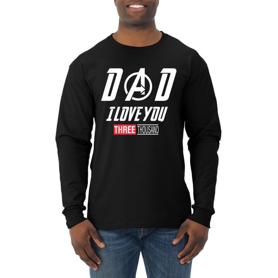 Wild Bobby, Dad I Love You 3000 Endgame Superhero Gift Idea, Father's Day, Men Long Sleeve Shirt, Black, Medium