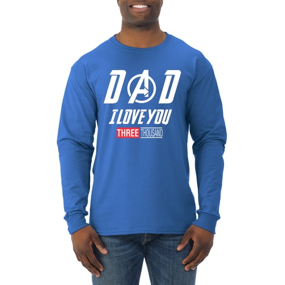 Wild Bobby, Dad I Love You 3000 Endgame Superhero Gift Idea, Father's Day, Men Long Sleeve Shirt, Royal, XX-Large