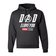 thumbnail image 1 of Wild Bobby, Dad I Love You 3000 Endgame Superhero Gift Idea, Father's Day, Unisex Graphic Hoodie Sweatshirt, Heather Black, X-Large, 1 of 4