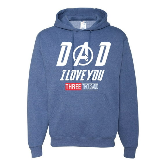 Wild Bobby, Dad I Love You 3000 Endgame Superhero Gift Idea, Father's Day, Unisex Graphic Hoodie Sweatshirt, Vintage Heather Blue, X-Large