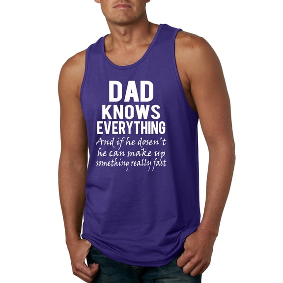 Wild Bobby,Dad Knows Everything Know It All Funny Men, Father's Day, Tees, Father's Day, Men Graphic Tank Top, Purple, 3XL