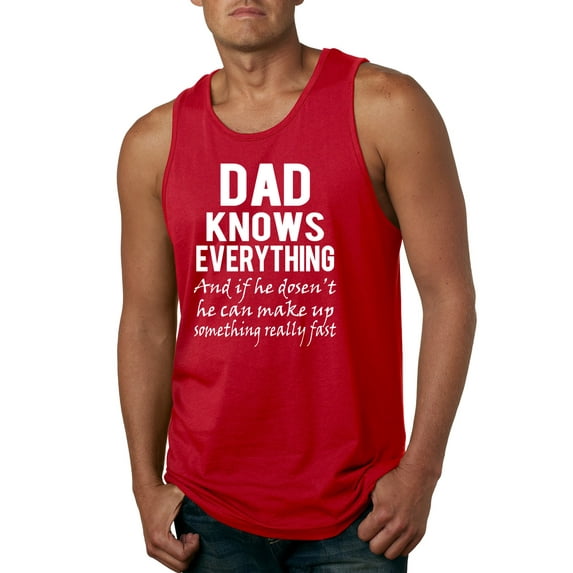 Wild Bobby,Dad Knows Everything Know It All Funny Men, Father's Day, Tees, Father's Day, Men Graphic Tank Top, Red, Medium