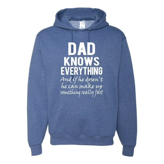 Wild Bobby,Dad Knows Everything Know It All Funny Men, Father's Day, Tees, Father's Day, Unisex Graphic Hoodie Sweatshirt, Vintage Heather Blue, 2XL