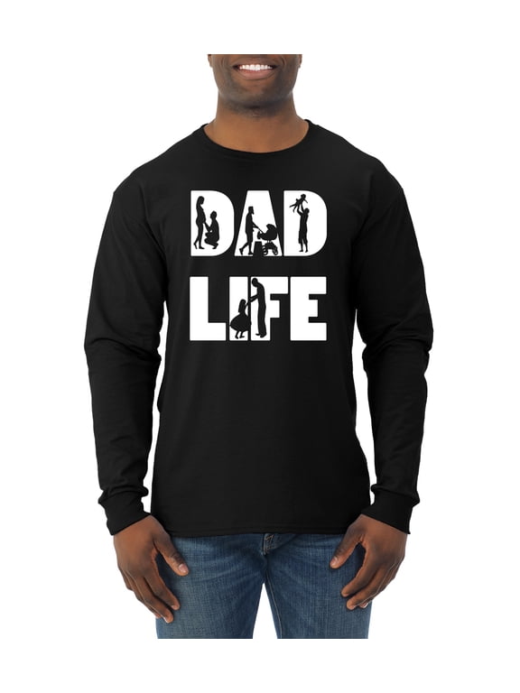 ,Dad Life Kids Father Husband Best Dad Gift, Father's Day, Men Long Sleeve Shirt, Black, Medium