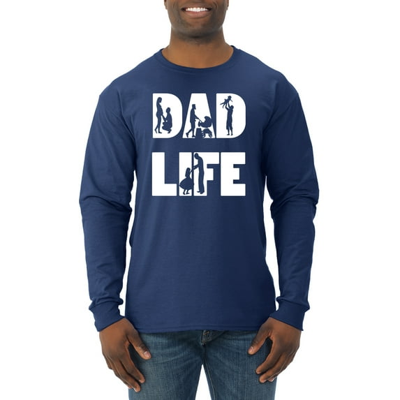 Wild Bobby,Dad Life Kids Father Husband Best Dad Gift, Father's Day, Men Long Sleeve Shirt, Navy, 3XL