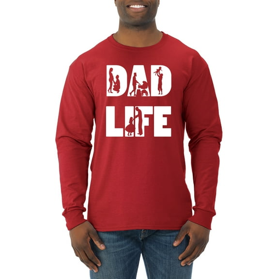 Wild Bobby,Dad Life Kids Father Husband Best Dad Gift, Father's Day, Men Long Sleeve Shirt, Red, Small