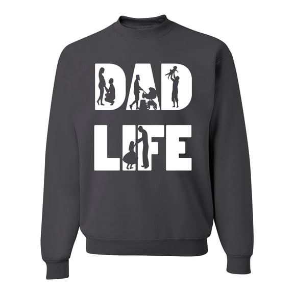 Wild Bobby,Dad Life Kids Father Husband Best Dad Gift, Father's Day, Unisex Crewneck Graphic Sweatshirt, Charcoal, X-Large