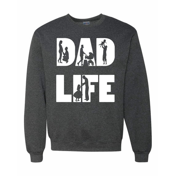 Wild Bobby,Dad Life Kids Father Husband Best Dad Gift, Father's Day, Unisex Crewneck Graphic Sweatshirt, Heather Black, Large