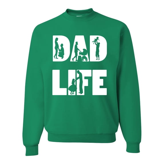 Wild Bobby,Dad Life Kids Father Husband Best Dad Gift, Father's Day, Unisex Crewneck Graphic Sweatshirt, Kelly, X-Large