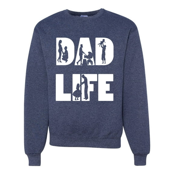 Wild Bobby,Dad Life Kids Father Husband Best Dad Gift, Father's Day, Unisex Crewneck Graphic Sweatshirt, Vintage Heather Navy, X-Large