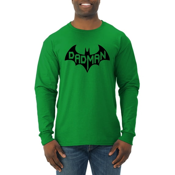 Wild Bobby, Dad Man Comic Logo Funny Gift, Father's Day, Men Long Sleeve Shirt, Kelly, Medium