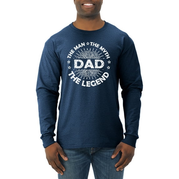 Wild Bobby,Dad Man Myth Legend Funny Dad Uncle Papa Granpa Dad Gift, Father's Day, Men Long Sleeve Shirt, Vintage Heather Navy, Medium