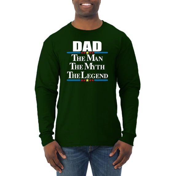 Wild Bobby,Dad The Man The Myth The Legend Best Daddy Father Gift, Father's Day, Men Long Sleeve Shirt, Forest Green, 2XL