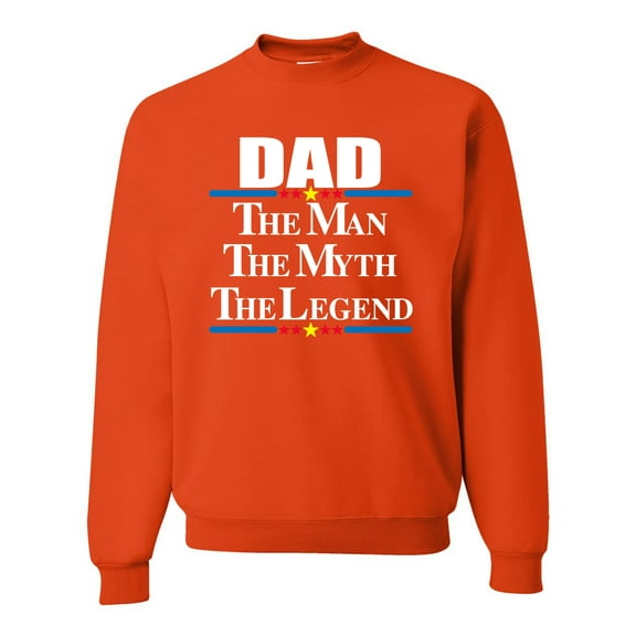 Wild Bobby,Dad The Man The Myth The Legend Best Daddy Father Gift, Father's Day, Unisex Crewneck Graphic Sweatshirt, Orange, Small
