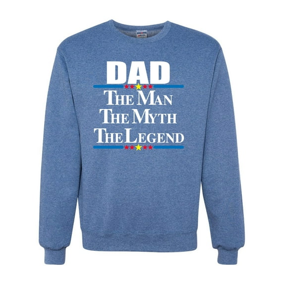 Wild Bobby,Dad The Man The Myth The Legend Best Daddy Father Gift, Father's Day, Unisex Crewneck Graphic Sweatshirt, Vintage Heather Blue, Medium