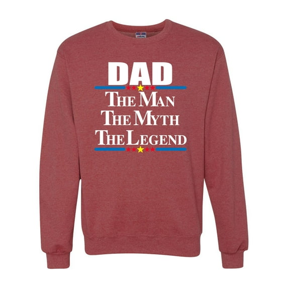 Wild Bobby,Dad The Man The Myth The Legend Best Daddy Father Gift, Father's Day, Unisex Crewneck Graphic Sweatshirt, Vintage Heather Red, X-Large
