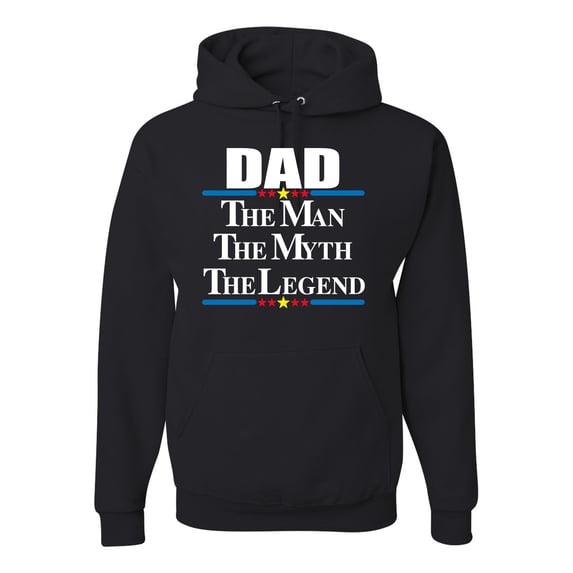 Wild Bobby,Dad The Man The Myth The Legend Best Daddy Father Gift, Father's Day, Unisex Graphic Hoodie Sweatshirt, Black, X-Large