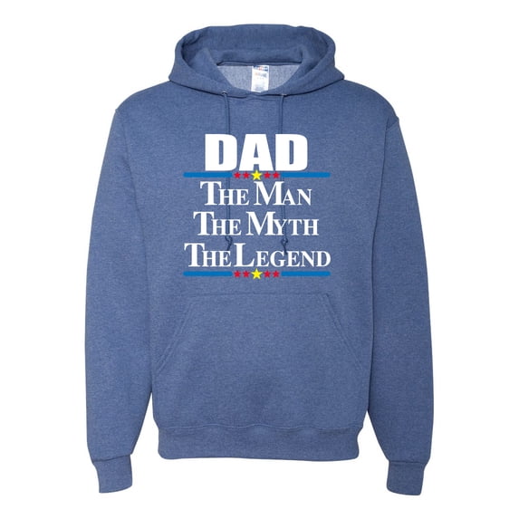 Wild Bobby,Dad The Man The Myth The Legend Best Daddy Father Gift, Father's Day, Unisex Graphic Hoodie Sweatshirt, Vintage Heather Blue, Small