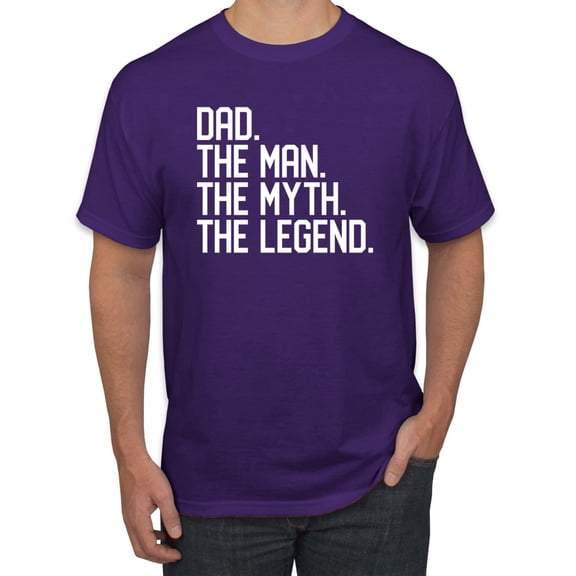 Wild Bobby, Dad The Man The Myth The Legend Father's Day Men's Tee, Purple, Large