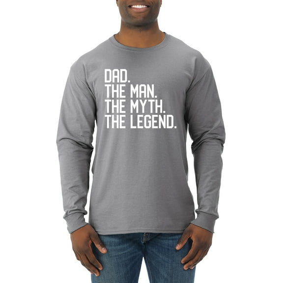 Wild Bobby, Dad The Man The Myth The Legend Father's Day Mens Long Sleeve Shirt, Heather Grey, XX-Large
