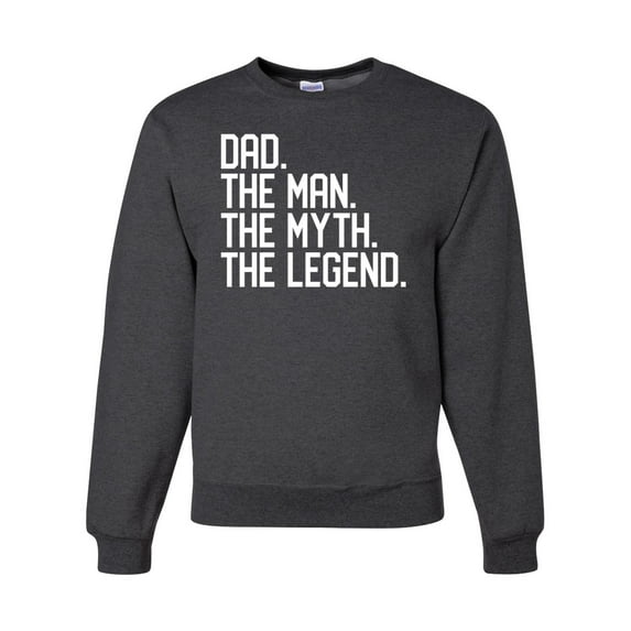 Wild Bobby, Dad The Man The Myth The Legend Father's Day Unisex Crewneck Sweatshirt, Heather Black, Medium