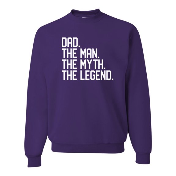 Wild Bobby, Dad The Man The Myth The Legend Father's Day Unisex Crewneck Sweatshirt, Purple, X-Large