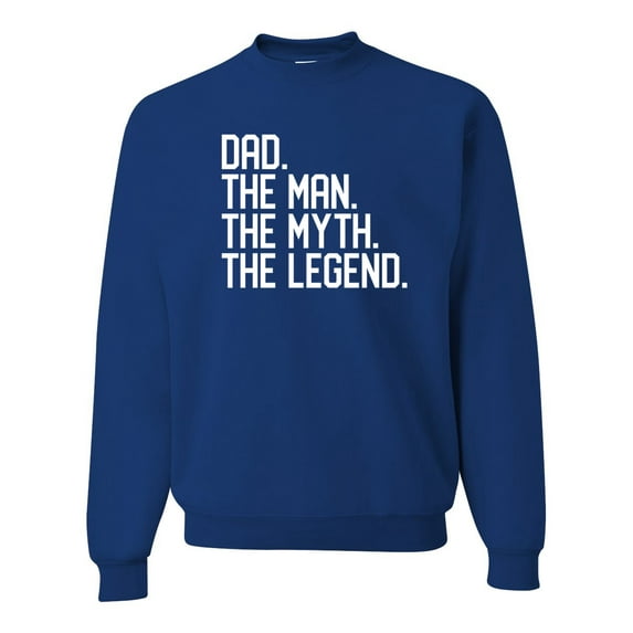 Wild Bobby, Dad The Man The Myth The Legend Father's Day Unisex Crewneck Sweatshirt, Royal, Small