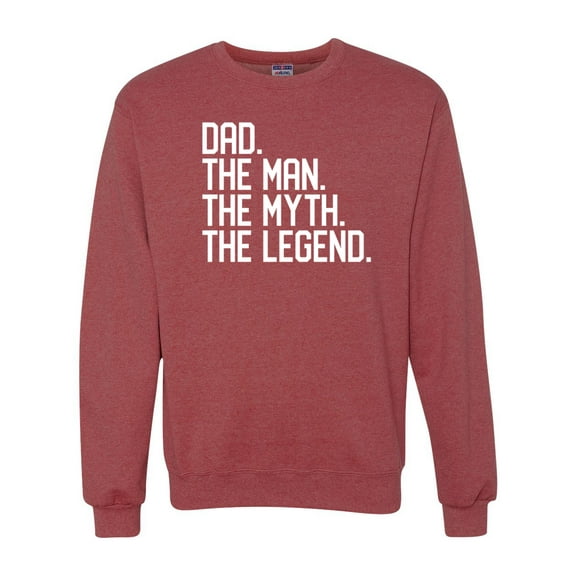 Wild Bobby, Dad The Man The Myth The Legend Father's Day Unisex Crewneck Sweatshirt, Vintage Heather Red, X-Large