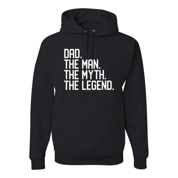 Wild Bobby, Dad The Man The Myth The Legend Father's Day Unisex Hoodie Sweatshirt, Black, Small