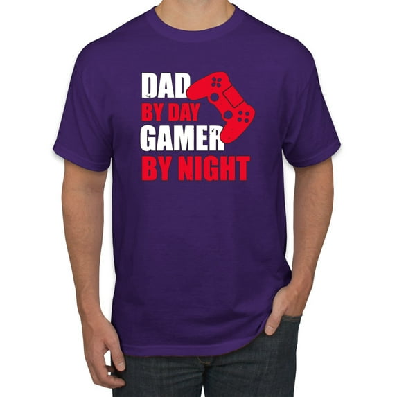 Wild Bobby,Dad by Day Gamer by Night Funny Gaming Dad Gift, Father's Day, Men Graphic Tees, Purple, Small