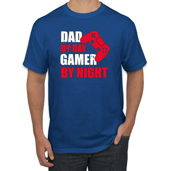 Wild Bobby,Dad by Day Gamer by Night Funny Gaming Dad Gift, Father's Day, Men Graphic Tees, Royal, 4XL