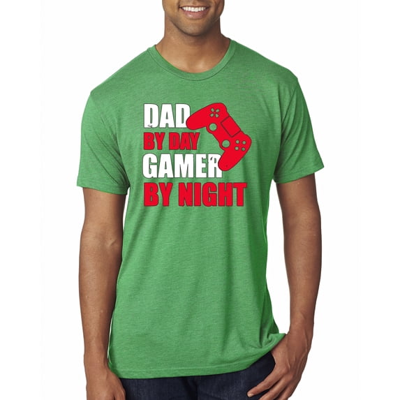 Wild Bobby,Dad by Day Gamer by Night Funny Gaming Dad Gift, Father's Day, Men Premium Tri Blend Tees, Envy, Small