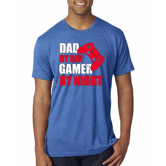 Wild Bobby,Dad by Day Gamer by Night Funny Gaming Dad Gift, Father's Day, Men Premium Tri Blend Tees, Vintage Royal, X-Large