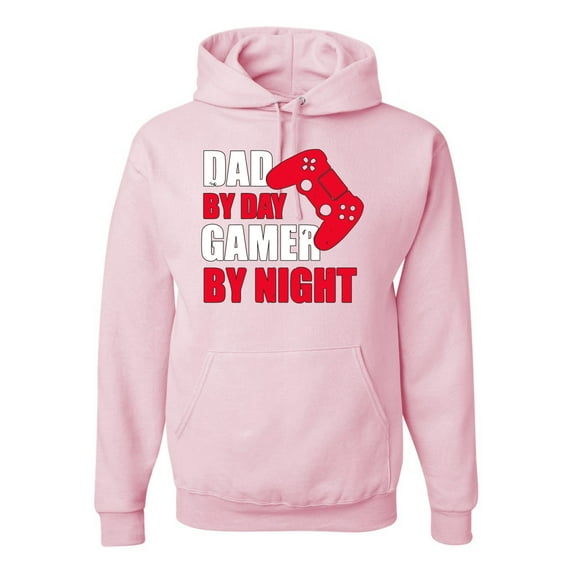 Wild Bobby, Dad by Day Gamer by Night Funny Gaming Dad Gift, Father's Day, Unisex Graphic Hoodie Sweatshirt, Light Pink, Large