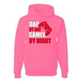 thumbnail image 1 of Wild Bobby,Dad by Day Gamer by Night Funny Gaming Dad Gift, Father's Day, Unisex Graphic Hoodie Sweatshirt, Neon Pink, Large, 1 of 3