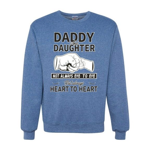 Wild Bobby,Daddy and Daughter Always Heart to Heart Daddys Girl Father Gift, Father's Day, Unisex Crewneck Graphic Sweatshirt, Vintage Heather Blue, X-Large