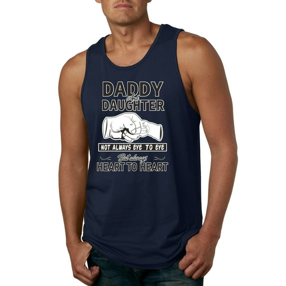 Wild Bobby,Daddy and Daughter Always Heart to Heart Daddys Girl Father Gift, Father's Day, Men Graphic Tank Top, Navy, Medium