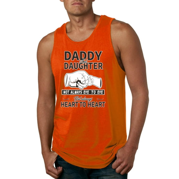 Wild Bobby,Daddy and Daughter Always Heart to Heart Daddys Girl Father Gift, Father's Day, Men Graphic Tank Top, Orange, Medium