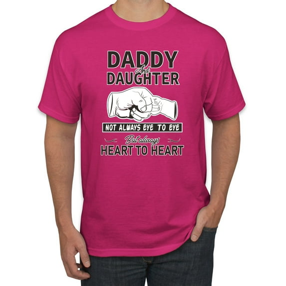 Wild Bobby,Daddy and Daughter Always Heart to Heart Daddys Girl Father Gift, Father's Day, Men Graphic Tees, Fuschia, 2XL