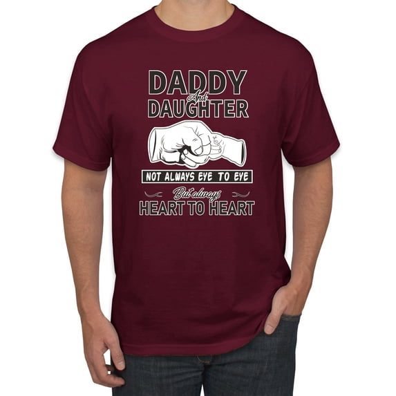 Wild Bobby,Daddy and Daughter Always Heart to Heart Daddys Girl Father Gift, Father's Day, Men Graphic Tees, Maroon, 3XL