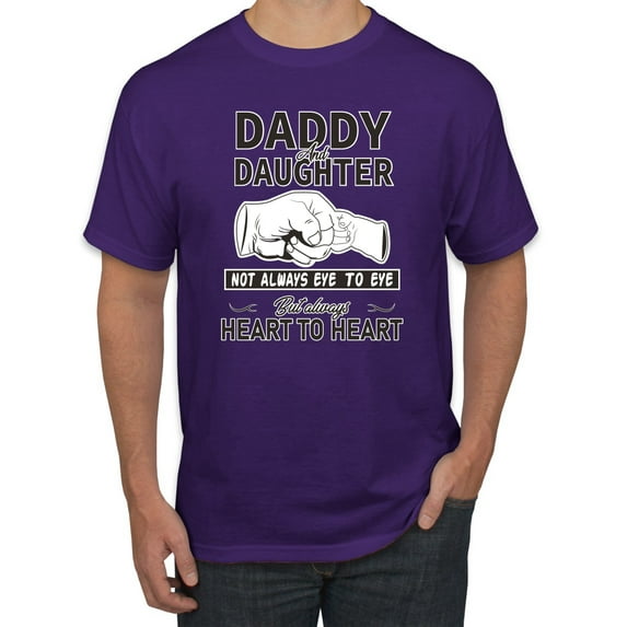 Wild Bobby,Daddy and Daughter Always Heart to Heart Daddys Girl Father Gift, Father's Day, Men Graphic Tees, Purple, 2XL