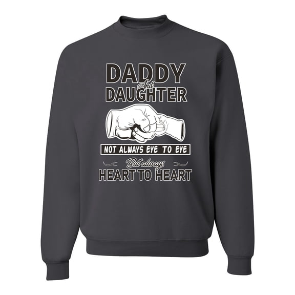 Wild Bobby,Daddy and Daughter Always Heart to Heart Daddys Girl Father Gift, Father's Day, Unisex Crewneck Graphic Sweatshirt, Charcoal, X-Large