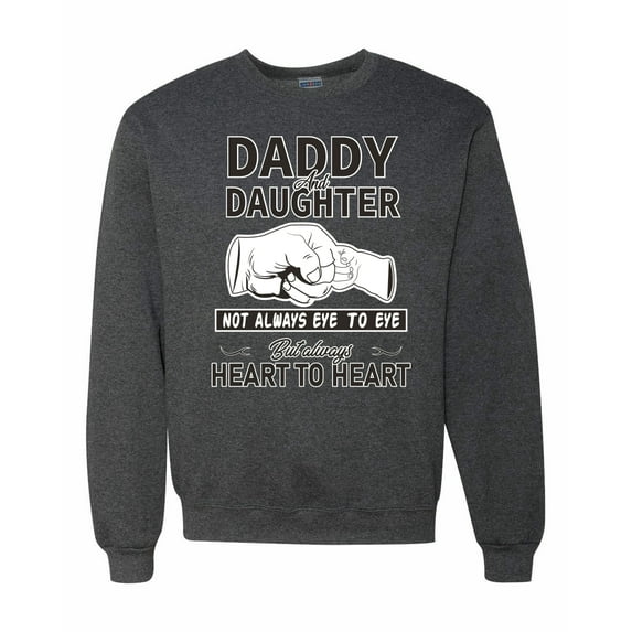 Wild Bobby,Daddy and Daughter Always Heart to Heart Daddys Girl Father Gift, Father's Day, Unisex Crewneck Graphic Sweatshirt, Heather Black, Large