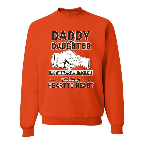 Wild Bobby,Daddy and Daughter Always Heart to Heart Daddys Girl Father Gift, Father's Day, Unisex Crewneck Graphic Sweatshirt, Orange, X-Large