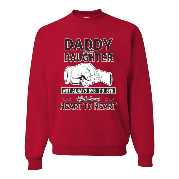 Wild Bobby,Daddy and Daughter Always Heart to Heart Daddys Girl Father Gift, Father's Day, Unisex Crewneck Graphic Sweatshirt, Red, X-Large