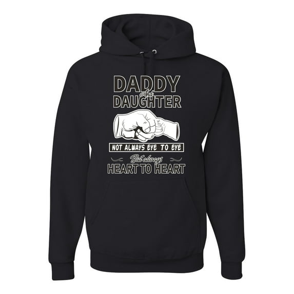 Wild Bobby,Daddy and Daughter Always Heart to Heart Daddys Girl Father Gift, Father's Day, Unisex Graphic Hoodie Sweatshirt, Black, Small
